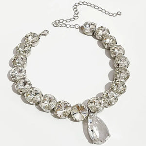 Teardrop Choker Necklace Crystal Rhinestone Wedding Jewelry
