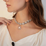 Teardrop Choker Necklace Crystal Rhinestone Wedding Jewelry