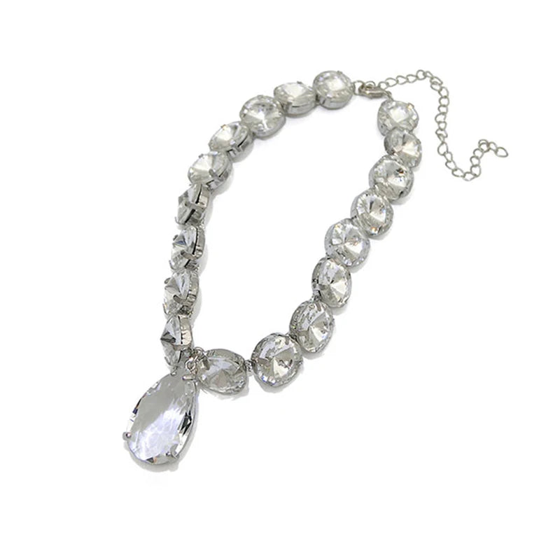 Teardrop Choker Necklace Crystal Rhinestone Wedding Jewelry