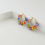 Boho Rainbow Beaded Earrings Colorful Glaze Hoops Summer Jewelry