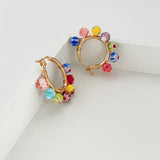 Boho Rainbow Beaded Earrings Colorful Glaze Hoops Summer Jewelry