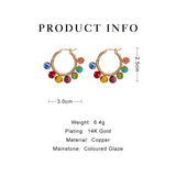 Boho Rainbow Beaded Earrings Colorful Glaze Hoops Summer Jewelry