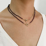Acrylic Beaded Paperclip Chain Choker Brass Toggle Clasp Necklace