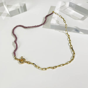 Acrylic Beaded Paperclip Chain Choker Brass Toggle Clasp Necklace