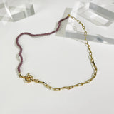 Acrylic Beaded Paperclip Chain Choker Brass Toggle Clasp Necklace