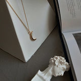 Peri'sBox Small Moon Pendant Necklaces 925 Sterling Silver