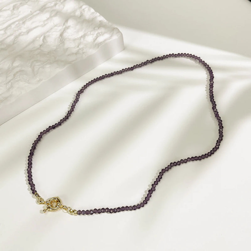 Multi Acrylic Bead Chain Choker Brass Toggle Clasp Necklace for Women
