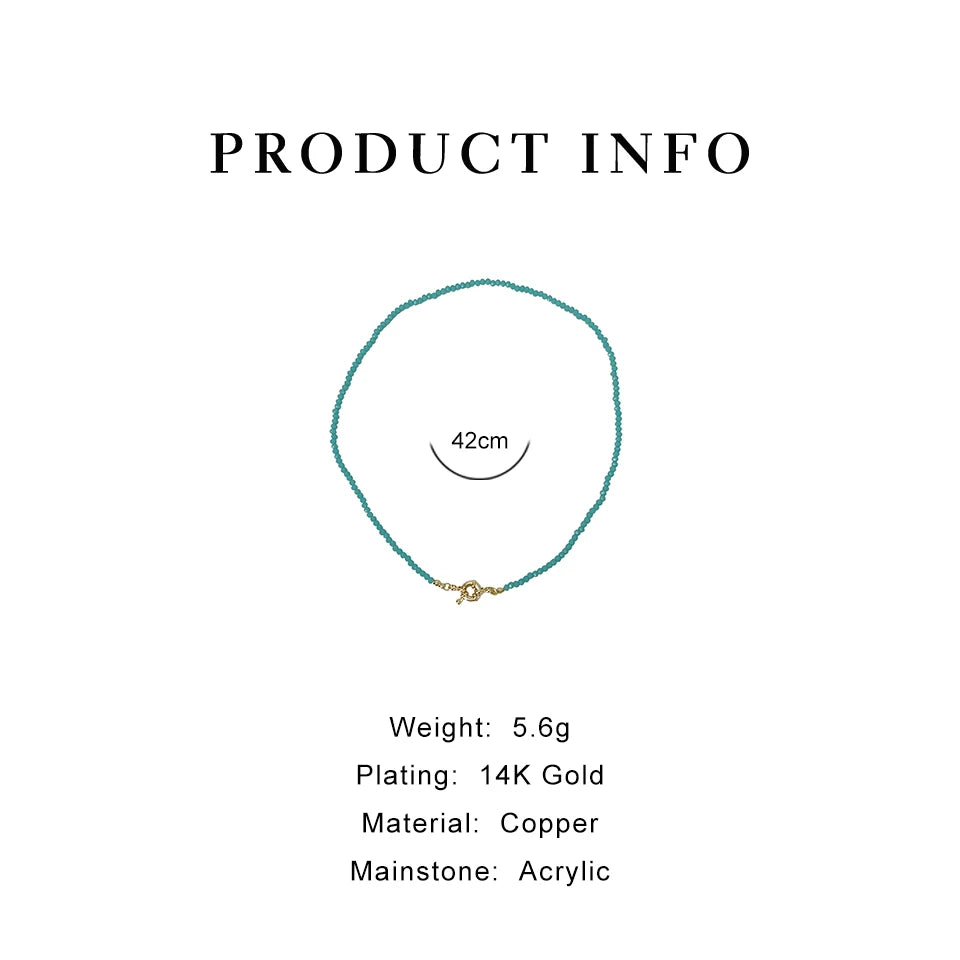 Multi Acrylic Bead Chain Choker Brass Toggle Clasp Necklace for Women