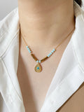 Peri'sBox Ethnic Evil Eye Sunburst Water Drop Pendant Necklace