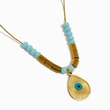Peri'sBox Ethnic Evil Eye Sunburst Water Drop Pendant Necklace