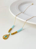 Peri'sBox Ethnic Evil Eye Sunburst Water Drop Pendant Necklace