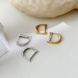 Minimalist Letter D Shape Hoop Earring for Women Temperament Huggie Earrings