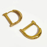 Minimalist Letter D Shape Hoop Earring for Women Temperament Huggie Earrings