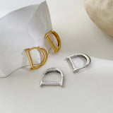 Minimalist Letter D Shape Hoop Earring for Women Temperament Huggie Earrings