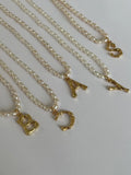 26 Letters Pendant Necklaces Freshwater Seed Pearls Women Dainty Stainless Steel