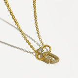 Peri'sBox Double Circle Carabiner Necklaces CZ Stone Necklaces Women