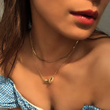 Peri'sBox Double Circle Carabiner Necklaces CZ Stone Necklaces Women