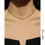 Titanium Steel Heart Charm Necklace Chain Choker for Women