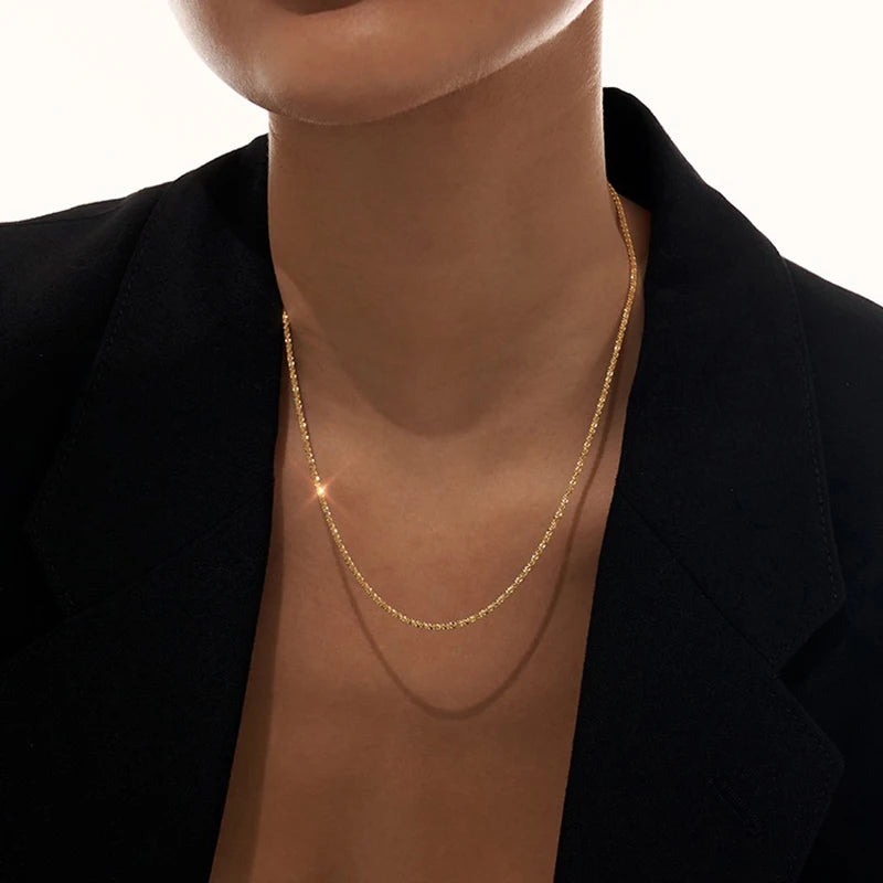 Gold/Silver Flat Chain Necklaces Minimalist Chokers