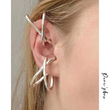 Gold/Silver X Shape Clip Earring for Women