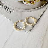 Peri'sBox Geometric Beaded Pearl Hoop Earrings for Women
