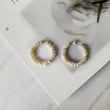 Peri'sBox Geometric Beaded Pearl Hoop Earrings for Women