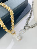 Baroque Pearl Pendant Chunky Chain Necklace Vintage Baroque Pearls