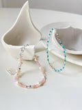 Peri'sBox Freshwater Pearl Beaded Bracelet Aqua Beads