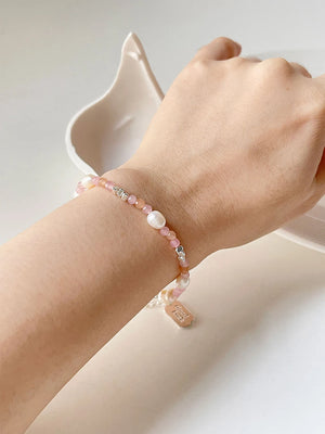 Peri'sBox Freshwater Pearl Beaded Bracelet Aqua Beads