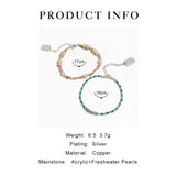 Peri'sBox Freshwater Pearl Beaded Bracelet Aqua Beads