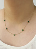 Peri'sBox Multicolor Heart CZ Zircon Charm Thin Choker Necklace Women