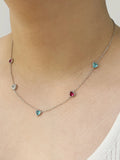 Peri'sBox Multicolor Heart CZ Zircon Charm Thin Choker Necklace Women