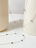 Peri'sBox Multicolor Heart CZ Zircon Charm Thin Choker Necklace Women