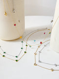 Peri'sBox Multicolor Heart CZ Zircon Charm Thin Choker Necklace Women