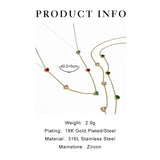 Peri'sBox Multicolor Heart CZ Zircon Charm Thin Choker Necklace Women