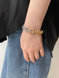 Peri'sBox Punk Chunky Wide Chains Bracelet Toggle Clasp Statement Jewelry