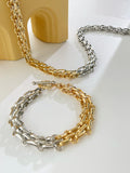 Peri'sBox Punk Chunky Wide Chains Bracelet Toggle Clasp Statement Jewelry