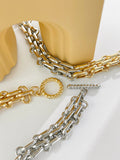 Peri'sBox Punk Chunky Wide Chains Bracelet Toggle Clasp Statement Jewelry