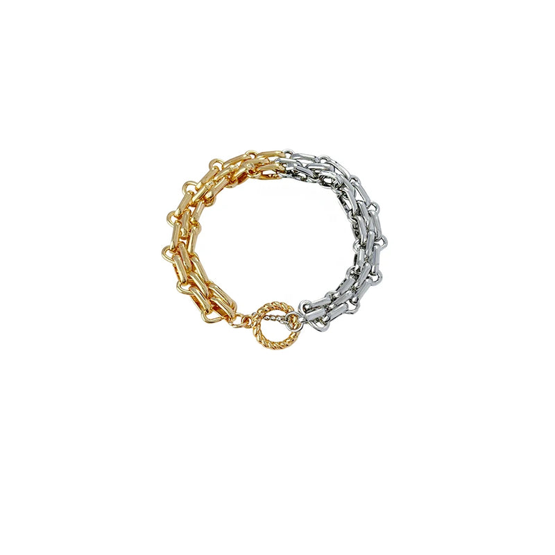 Peri'sBox Punk Chunky Wide Chains Bracelet Toggle Clasp Statement Jewelry