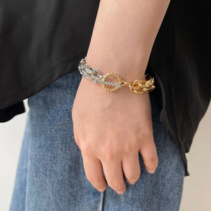Peri'sBox Punk Chunky Wide Chains Bracelet Toggle Clasp Statement Jewelry