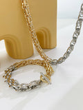 Peri'sBox Punk Chunky Wide Chains Bracelet Toggle Clasp Statement Jewelry