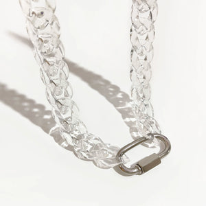 Silver Carabiner Chunky Chain Necklace Men Hip Hop Transparent Acrylic Chains