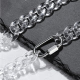Silver Carabiner Chunky Chain Necklace Men Hip Hop Transparent Acrylic Chains