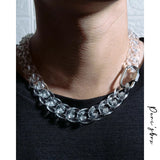 Silver Carabiner Chunky Chain Necklace Men Hip Hop Transparent Acrylic Chains