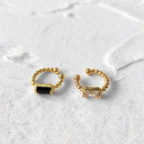 Enamel Earrings CZ Stone Twisted Ear Cuff