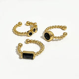 Enamel Earrings CZ Stone Twisted Ear Cuff