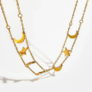Peri'sBox Crescent Moon & Stars Choker Necklace