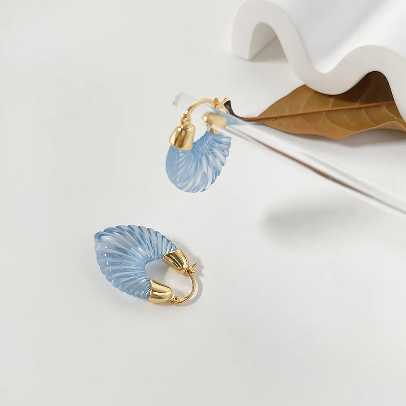 Chunky Hoop Earrings Multicolor Textured Resin Jewelry