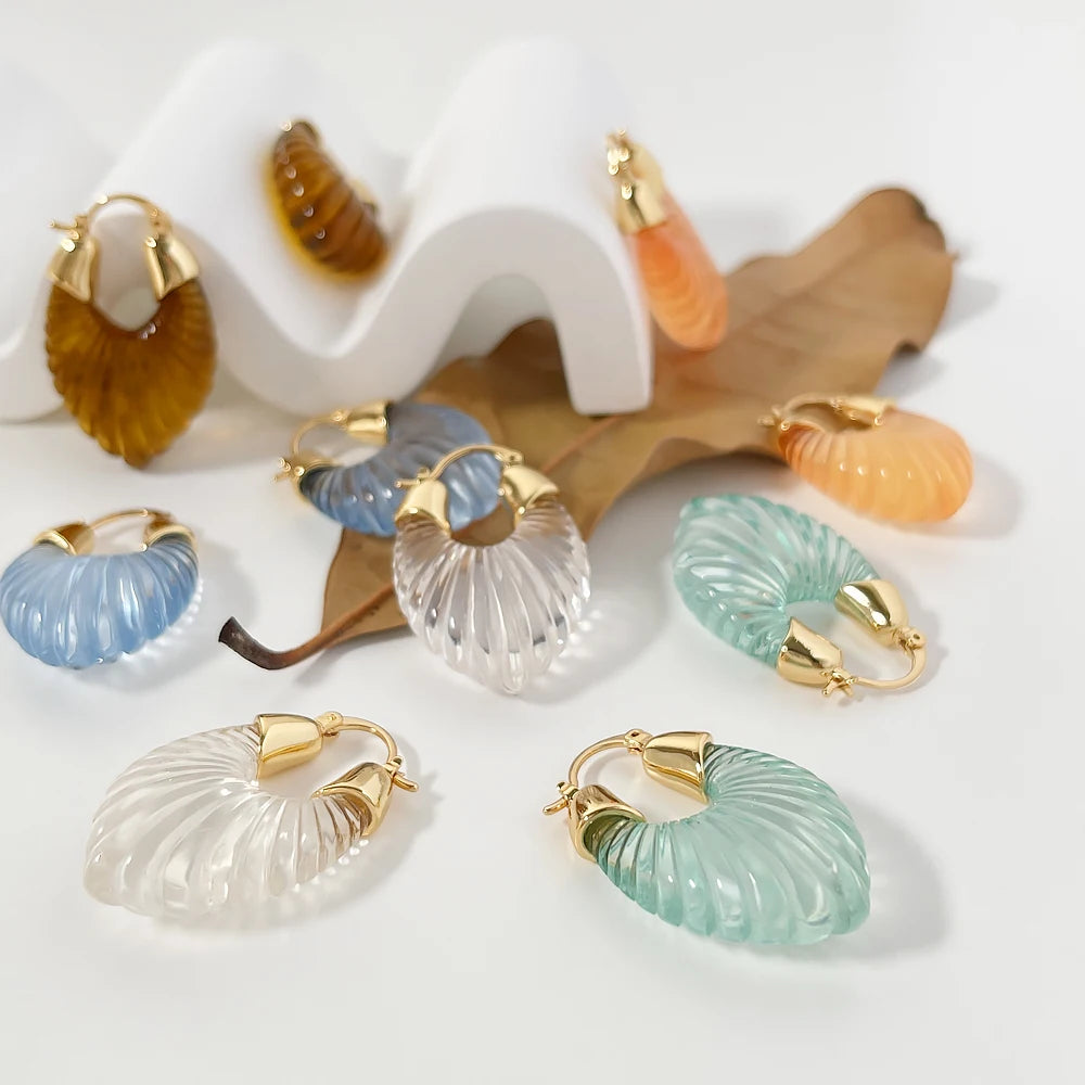 Chunky Hoop Earrings Multicolor Textured Resin Jewelry