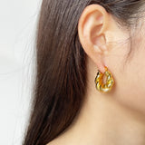 Minimalist Twisted Hoop Earring for Women Gold/Silver Zinc Alloy Huggie Earrings